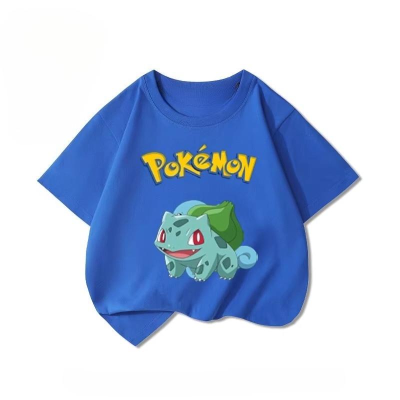 Potdemiel Summer New Pikachu Print Children's T-Shirt, Boys and Girls, Comfortable and Breathable Children's T-Shirt