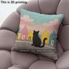 Black Cat Town Scene Throw Pillow Covers Pattern Cushion Cover Suitable For Sofa Bedroom Car Pillow Cover