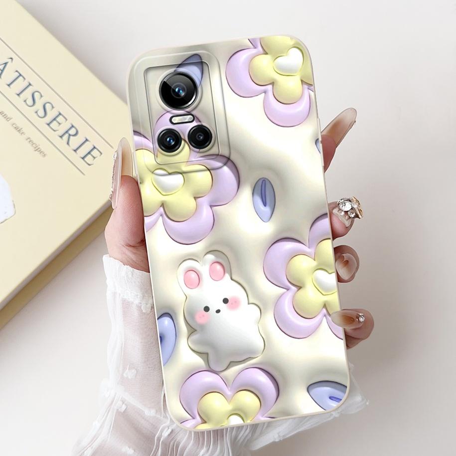 For Realme GT Neo 3 Case Lovely Panda Rabbit Dog Duck Soft Liquid Silicone Shockproof Bumper For Realme GT Neo3 150W Phone Cases