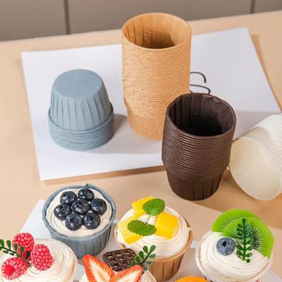 50Pcs High Temperature Resistant Cake Cups Greaseproof Paper Waterproof Easy Demould Disposable Food Grade Baking Cups