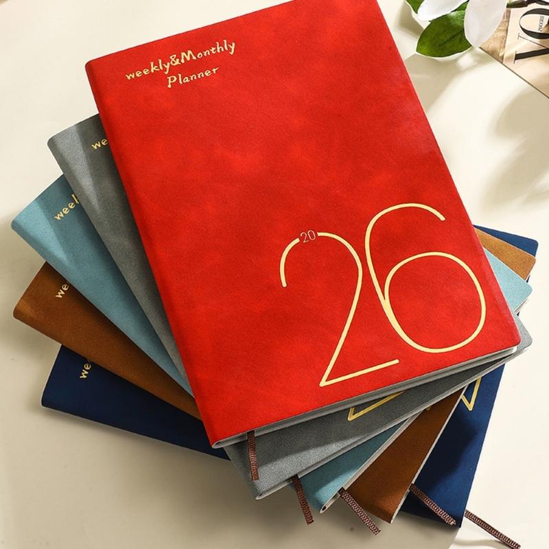 A 5 2026 Schedule Notebook Journaling Notebooks Leather Calendar Planner Monthly Planner for Home Office School Supplies