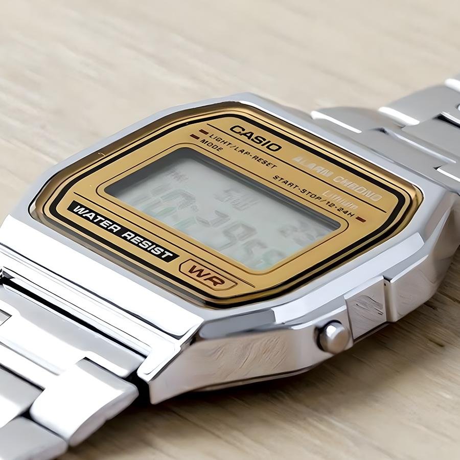 Casio Herren-Quarzuhr mit Metallgehäuse und Edelstahlarmband A158WEA-9