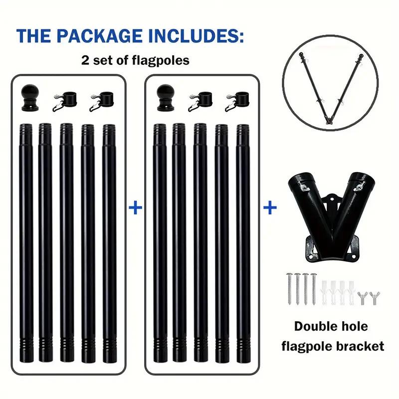 1.8m Rotating Stainless Steel Flagpole, 5-Section, Anti-Tangle, Wall-Mountable, Outdoor Use