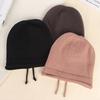 Korean Style Slouchy Knit Beanie Adjustable Drawstring Roll Brim Hat