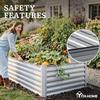 8x4x2ft Large Raised Garden Bed Kit Galvanized Metal Planter Box with Gloves Ground Nails Support Rod Safety Rubber Outdoor Abo