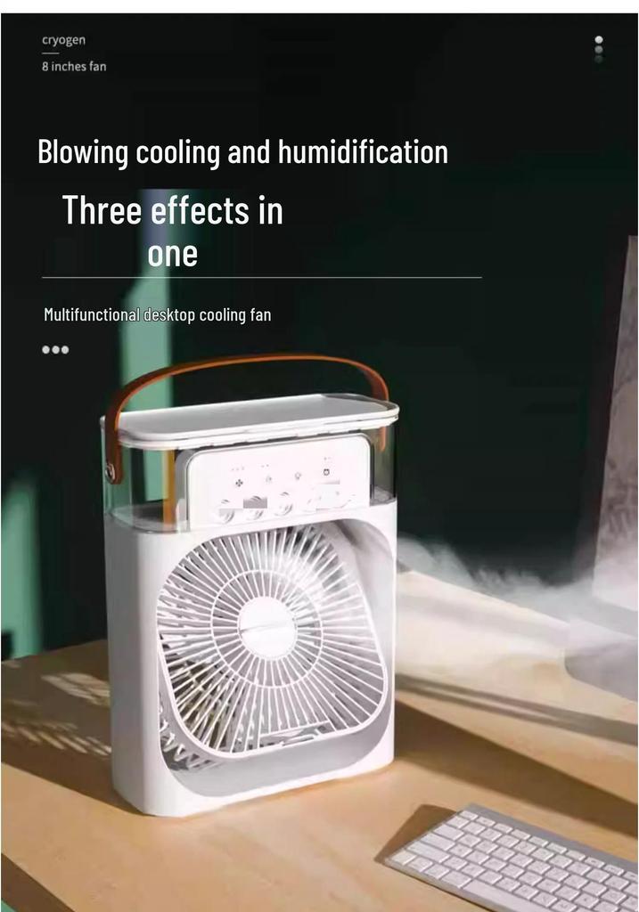 Water-cooled Desktop Fan & Humidifier with Cooling Spray for Dorms and Offices