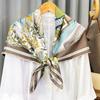 Large Square Scarf Printed Silk Scarf Women'S Spring And Autumn Shawl Yarn Flower Leaf Headscarf Twill Silk Scarf Headscarf