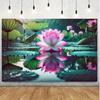 2D Plane Lotus Background Fabric Reflected In Water Suitable for Rooms Gardens Made of Polyester Fiber Material