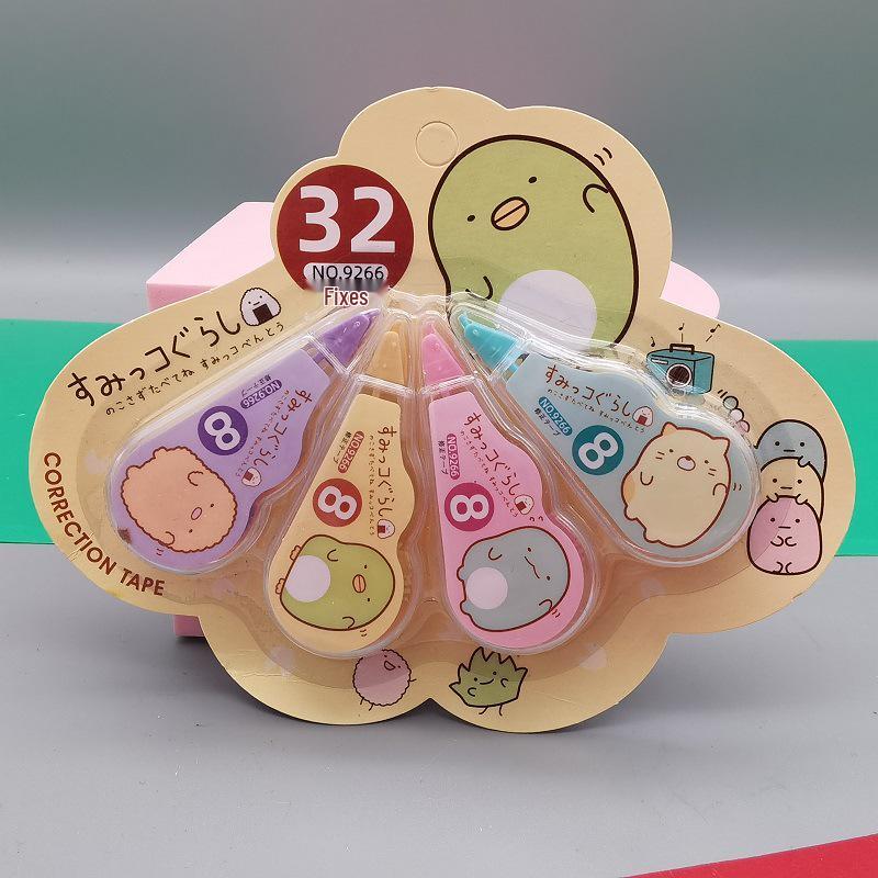YQiDuo Family Mini Correction Tape Set - Cute Cartoon Design, Silent Tape, 4-Pack for Students