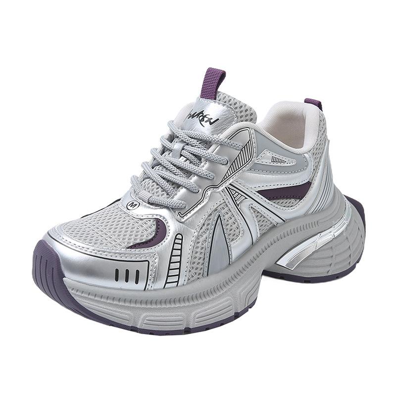 Platform-soled Dad Shoes Women's 2025 Spring New Versatile Breathable Height-increasing Muffin Shows Small Feet and Light Casual Sports Shoes