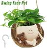 Swing Face Pot Cute Resin Smile Face Planter Decorative Little Swinging Pot with Drain Hole Home Creative Rocking Succulent Pots