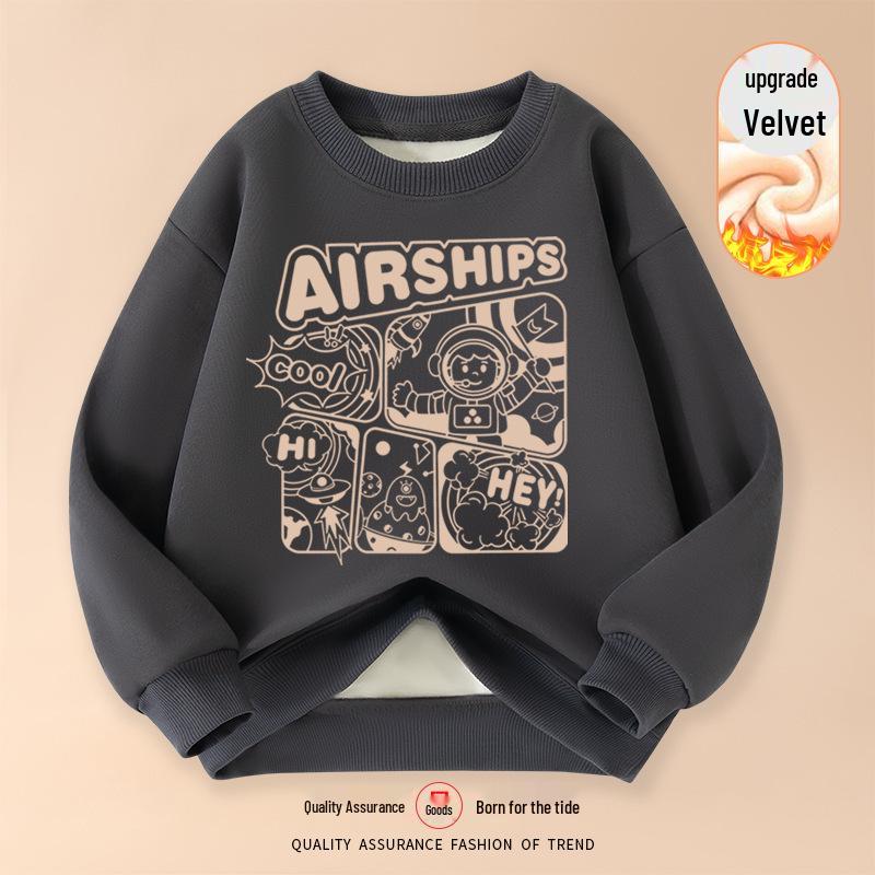 2025 Boys' Stylish Autumn Pullover Sweatshirt - Long Sleeve Round Neck Top for Middle and Big Kids