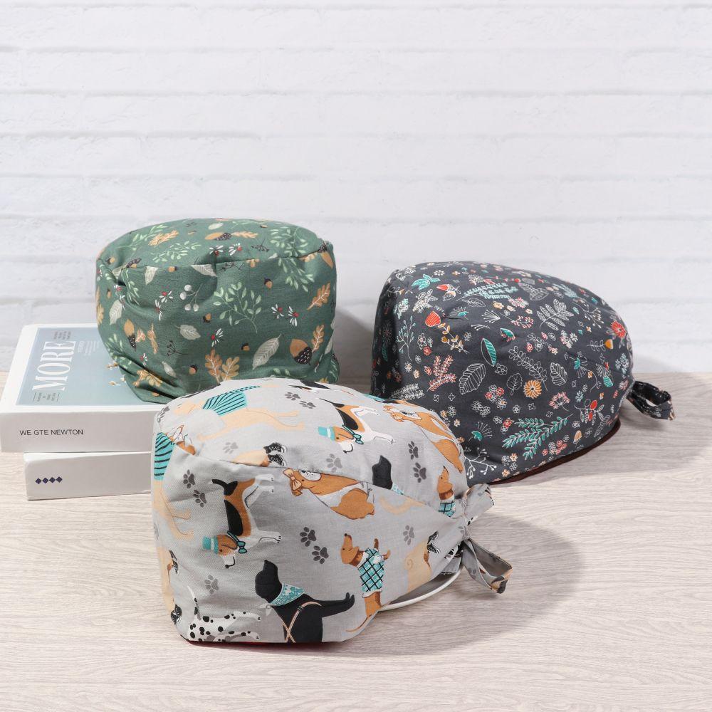 HeadCover Round Men Women Pure Colour Cotton Hats Bouffant Hat Surgical Scrub Cap