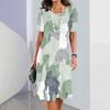 Vintage Women's Dresses Striped Printed Elegant Casual Short Sleeve Dresses 2023 Fashion Oversized Women's Dresses Y2k