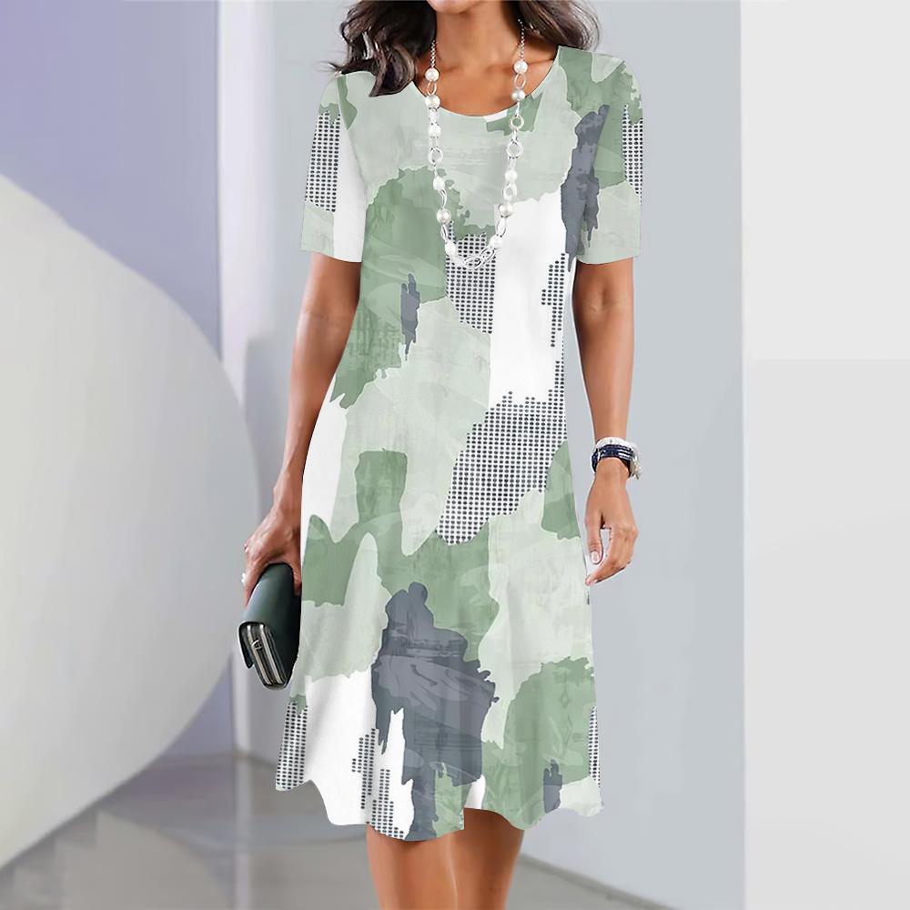 Vintage Women's Dresses Striped Printed Elegant Casual Short Sleeve Dresses 2023 Fashion Oversized Women's Dresses Y2k