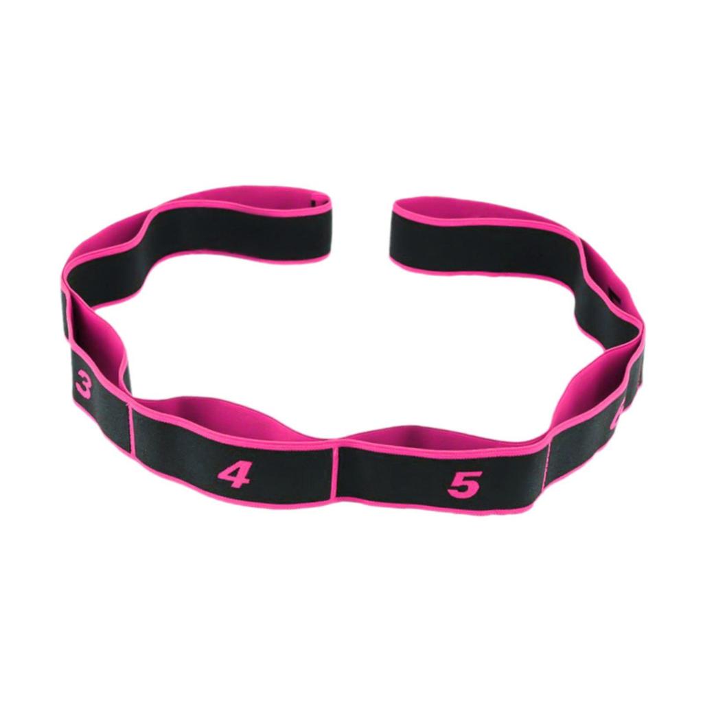 8 Segment Yoga Stretch Strap Elastic for Upper Lower Body Shoulder Leg rose red