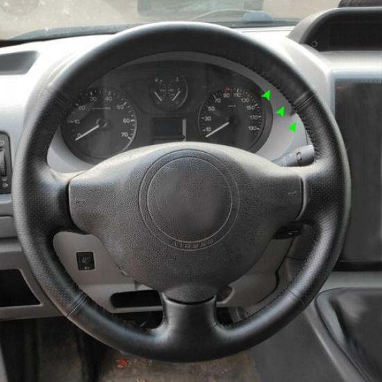 Черно-серая строчка Накладка на кожаную оплетку рулевого колеса для Peugeot 207 Citroen Toyota