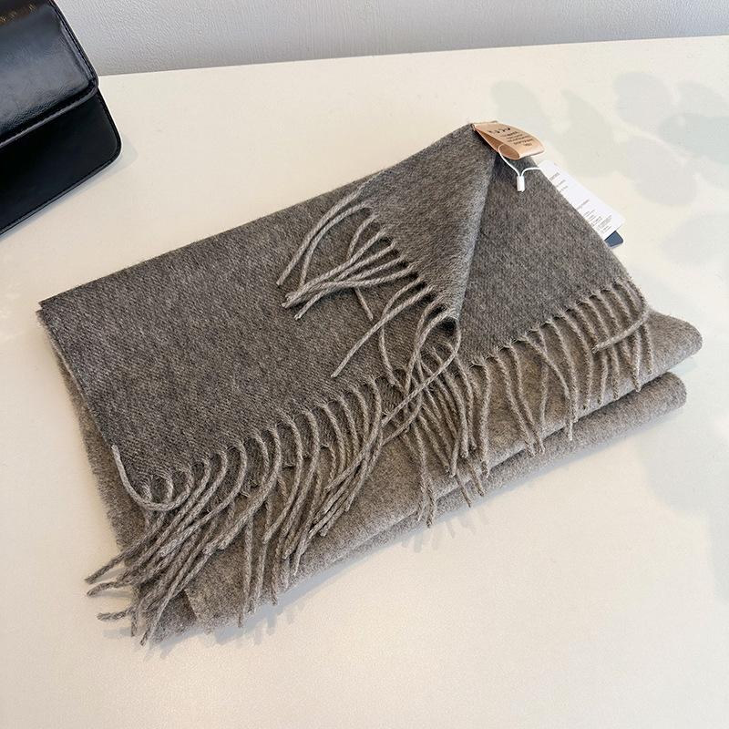 Tassel Color Matching Wool Scarf Double-sided Shawl Dual-purpose Couple Outer Warm Scarf Winter