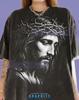 Jesus Christ Crown Of Thorns Christian Faith Religion Savior Comfort Colors® Tshirt, Black And White Vintage Bootleg Son Of God Tees,