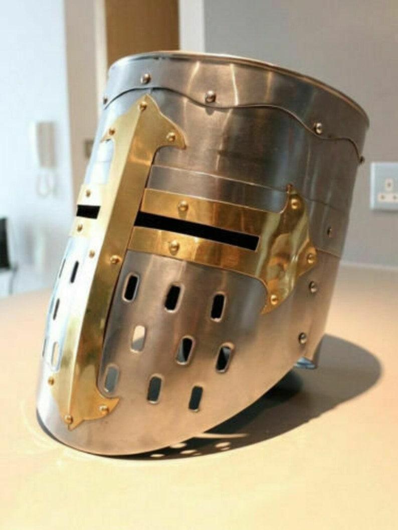 

Helmet | Historical Wearable Crusader Helmet | SCA LARP Reenactment Armour Helmet with Stand | Halloween Gift M аеро