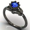 Flower-Shaped Gunmetal Ring with Zirconia Inlay for Women