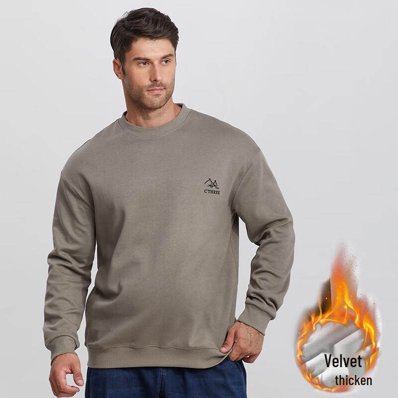 Dibinze Men's Plus Size Cotton Blend Crewneck Sweatshirt