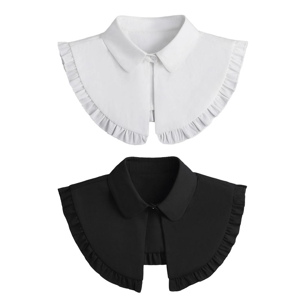 Châle Écharpe à Revers Amovible pour Femmes Filles Style Français Vintage Collier Capelet Décoratif Couleur Unie
