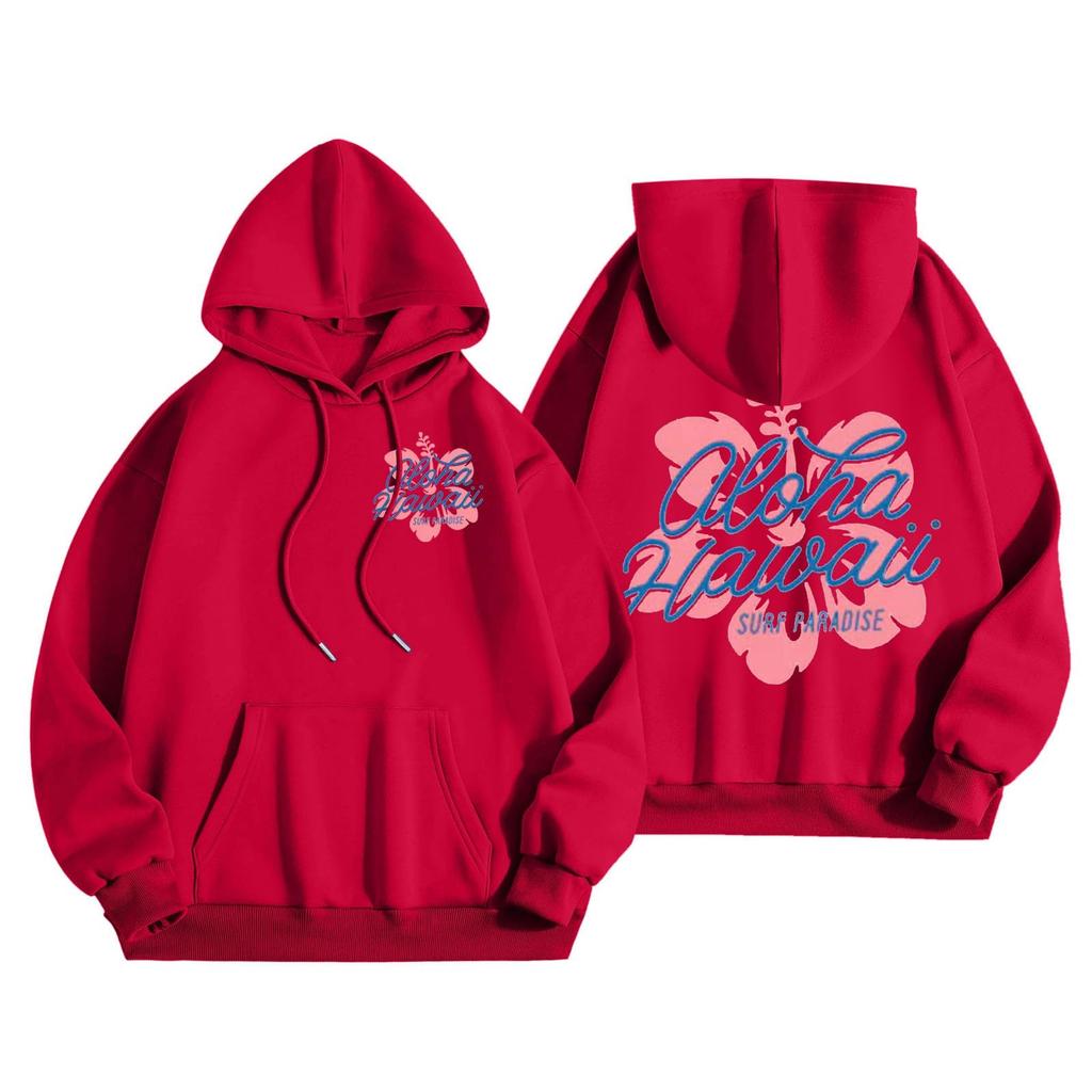 Hawaii Flower Printing Women's Hoodies Long-Sleeve Causual Daily Wear Women Hoodies Oversized Sudadera de mujer