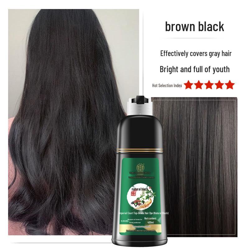 Beijing Tong Ren Tang Natural Black Brown Hair Dye with Black Tea Extract - Plant-Based Bubble Dye Cream