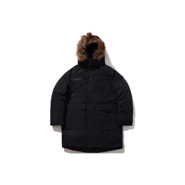 Li Ning Veste Longue Chaude à Capuche en Duvet Homme Vêtements d'Extérieur Standard-Noir AYMP201-2