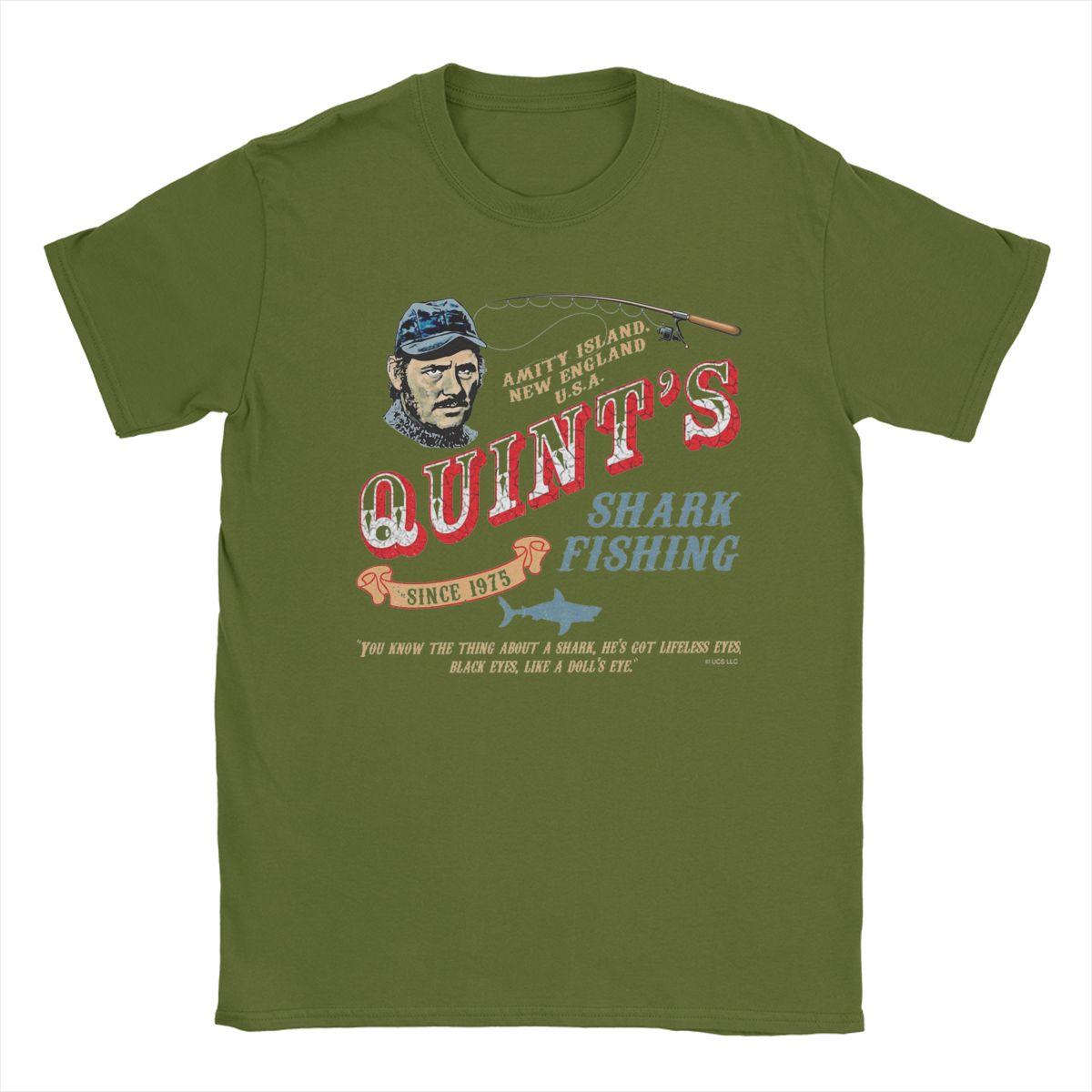 

Men Quint s Shark Fishing Wood Jaws T Shirts 100% Cotton Clothing Novelty Short Sleeve O Neck Tee Shirt Plus Size T-Shirts 4XL