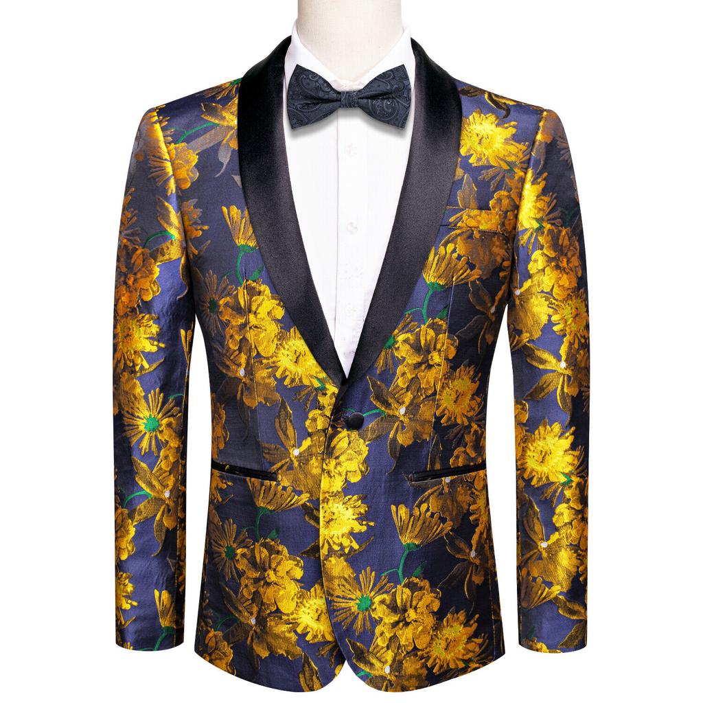 thumbnail image 2 of Men's Floral Paisley Suit Jacket Notch Lapel One Button Tuxedo Business Casual Blazer 21263328 2 of 9