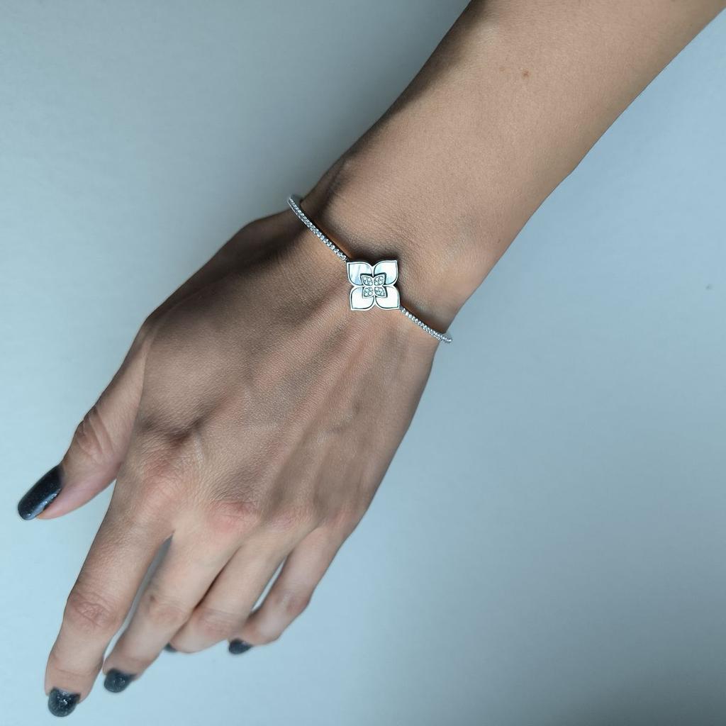 Silberarmband mit natürlichem Perlmutt, Zirkonia, Artikelgewicht 9,09 g (60002145)