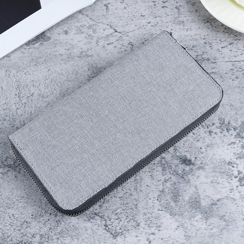 Men's Long Zipper Wallet with Large Capacity and Multiple Compartments  Business Canvas Hand-held Wallet