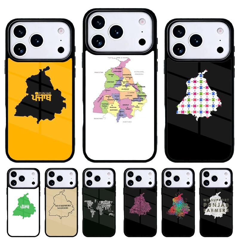 Punjab Map Outline soft Phone Case for iPhone 17 Air 16e 15 14 13 Pro Max Back Cover for 12 11 Pro Coque