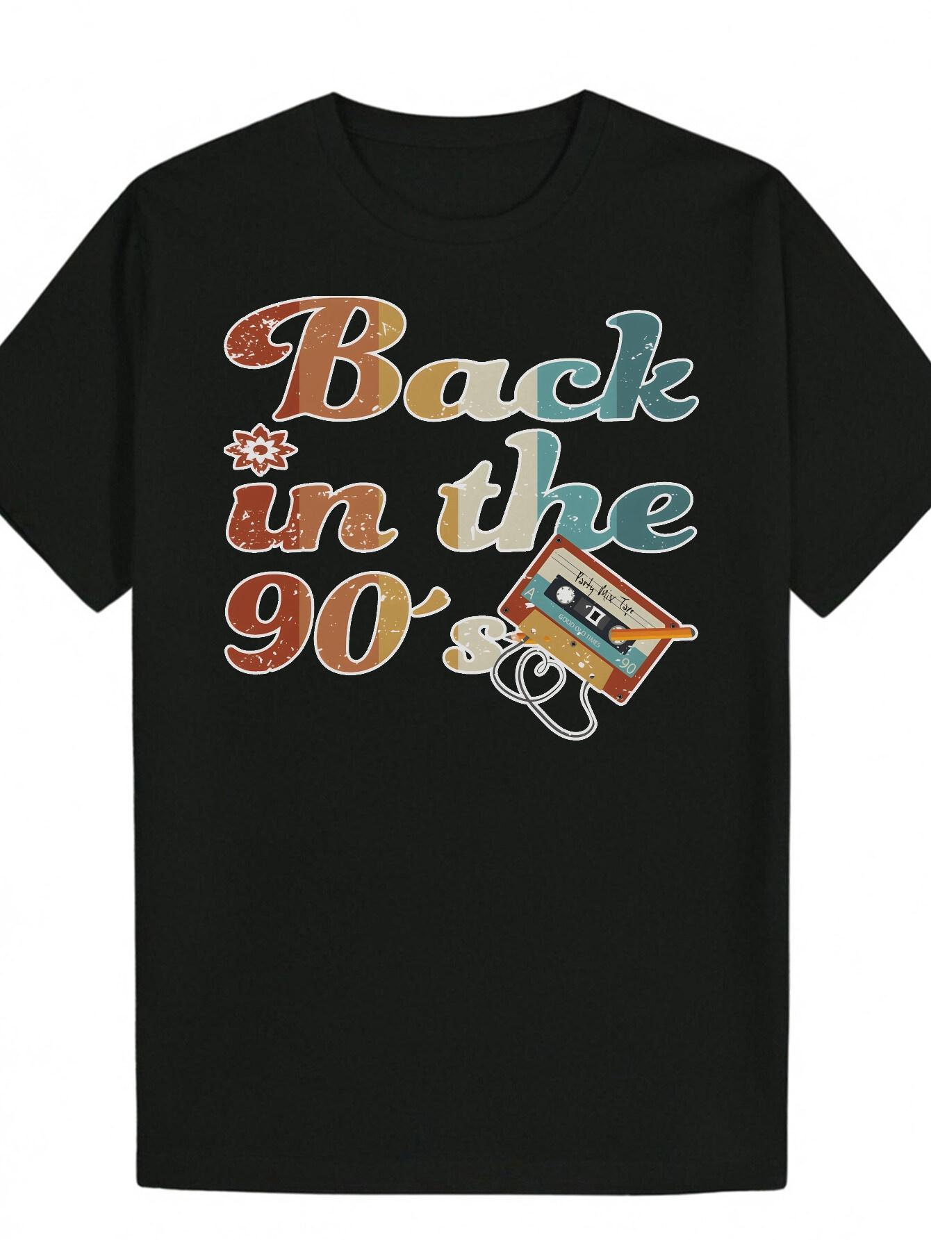 

Retro 90 S T-shirt - Back in the 90 s Graphic with Cassette Tape & Stars M