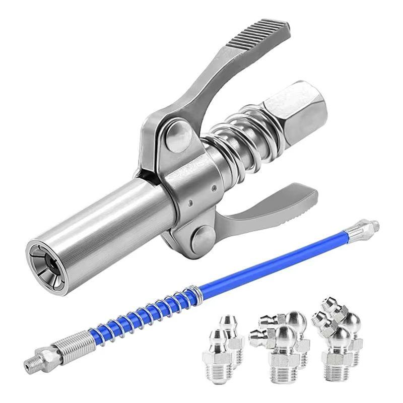 Feb.Quick Release Grease Coupler Grease Fitting Hose Coupler Double Handle Grease Tool Adapter Quickrelease Leak Proof Joint