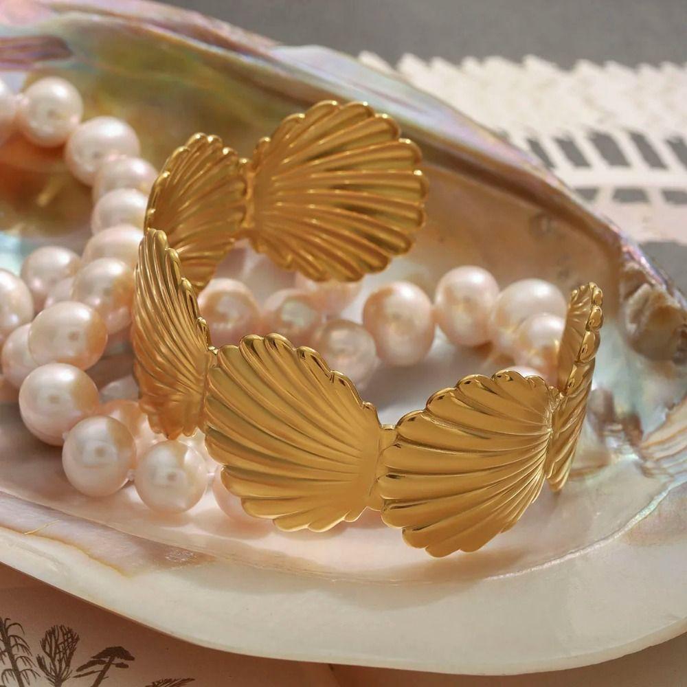 Vacation Style Metal Cuff Bangles Europe American Style Chunky Bracelet Exaggerated Bracelet  Gift