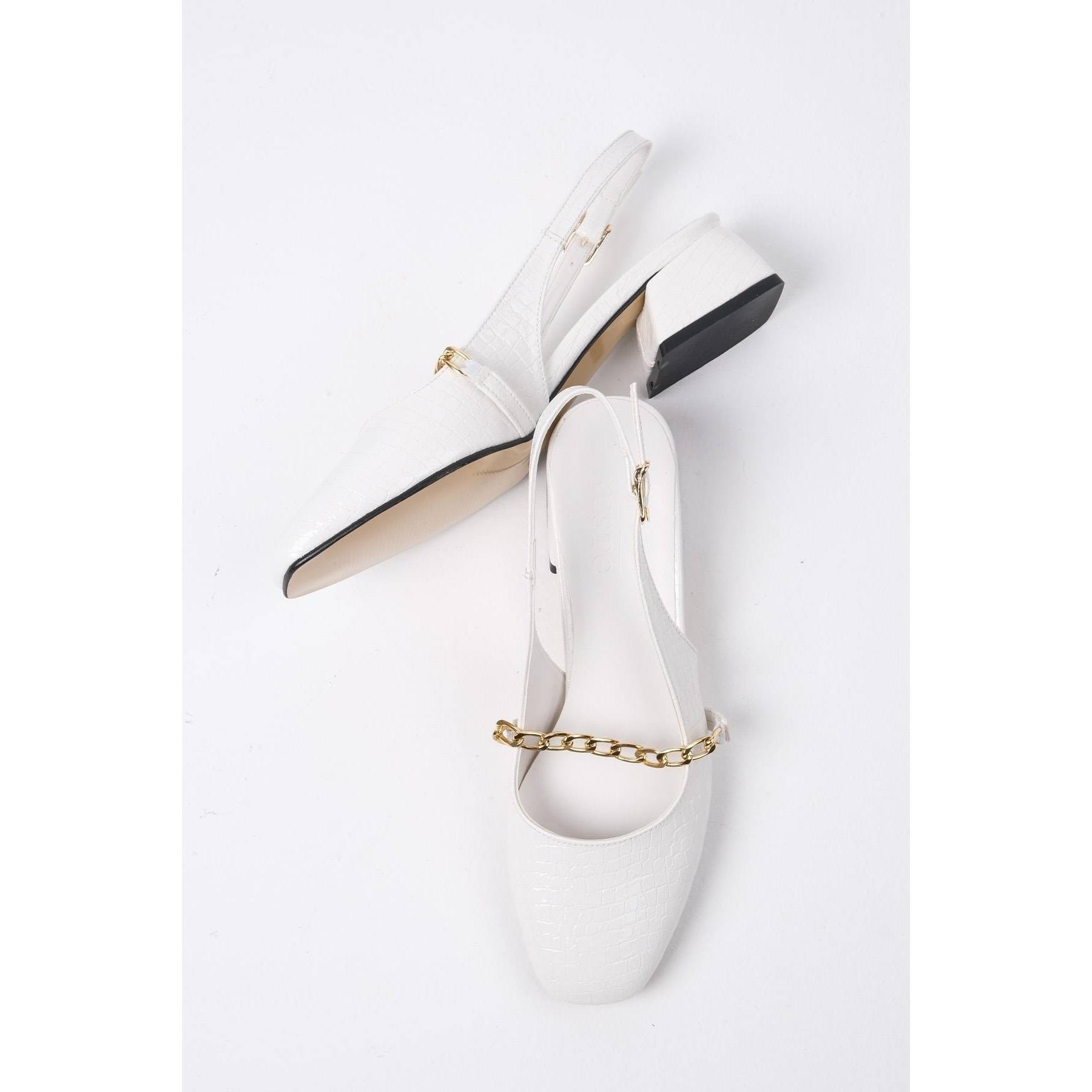 

Женские стильные белые туфли на коротком каблуке с открытой спиной 36 бежевый