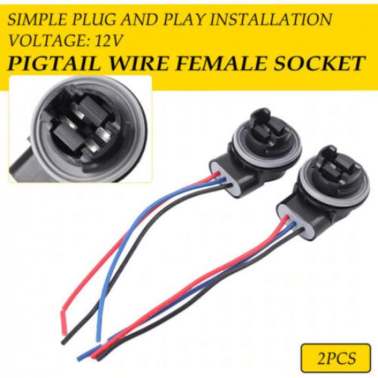 3157 Bulb 4157 Socket Pig Tail Harness Wire Plug 2Pcs For Turn Signal Light