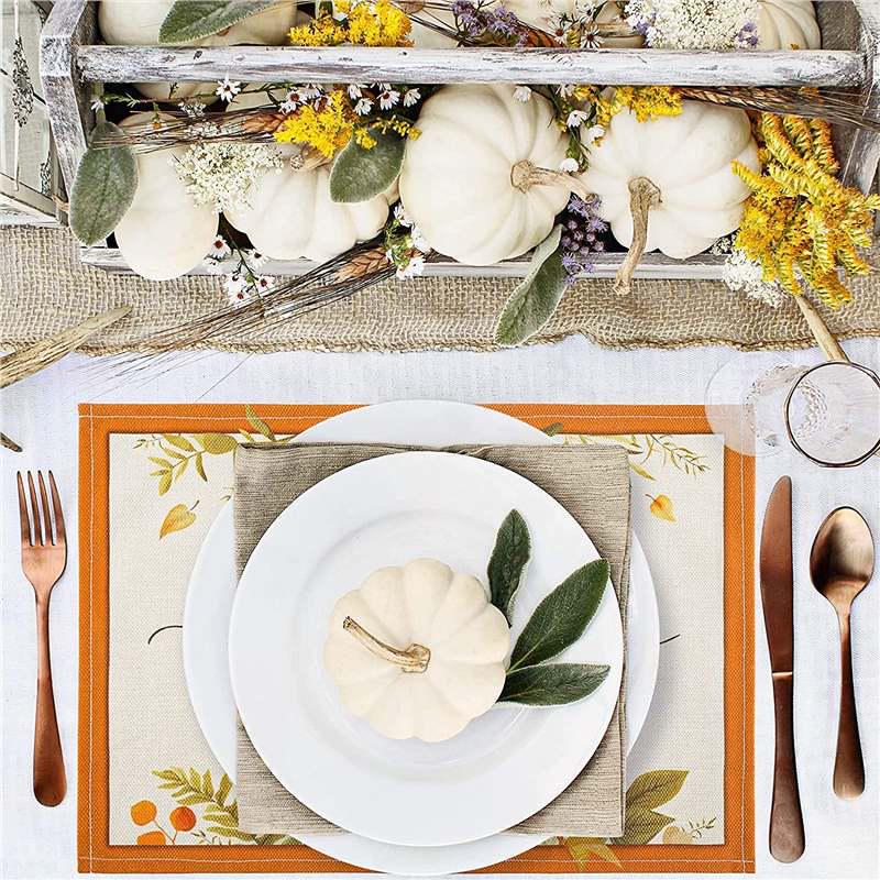 Waterproof Christmas Floral Linen Tablecloth and Napkin Set 46*31 cm