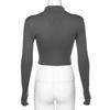 Solid Color Casual T-shirt Women Long Sleeves Turtleneck Crop Tops Sexy Simple Style Party Club Spring Summer New