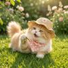 Floral Accents Pet Straw Hat Adjustable Elastic Pet Dress-Up Hat  Small Breeds