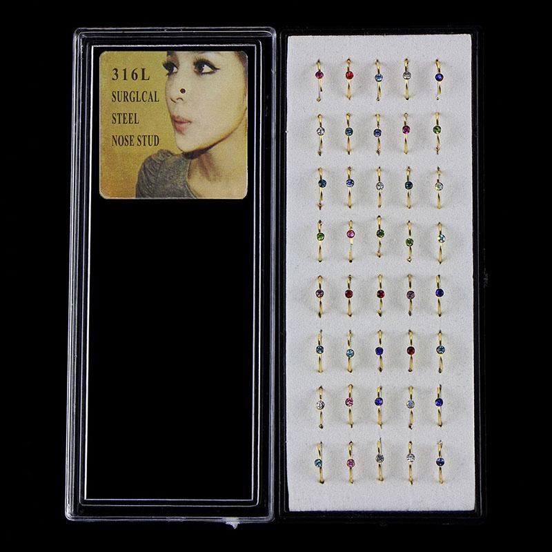 Wholesale 40pcs 1 Box Multi Stainless Steel Nose Studs Ring Hoop Body Piercing Wholesale 40pcs 1 Box Multi Stainless Steel Nose Studs Ring Hoop Body Piercing