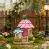 Pink Petal Fairy House Resin Ornament for Garden and Desktop Decor