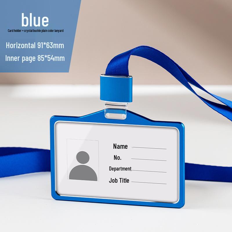 Aluminum Alloy ID Card Holder with Crystal Buckle Lanyard for Employees and Students