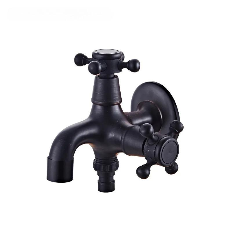 Bathroom Black Single Cold Tap Wall Washing Machine Single Tap Cold Water Faucet Garden Black Tap