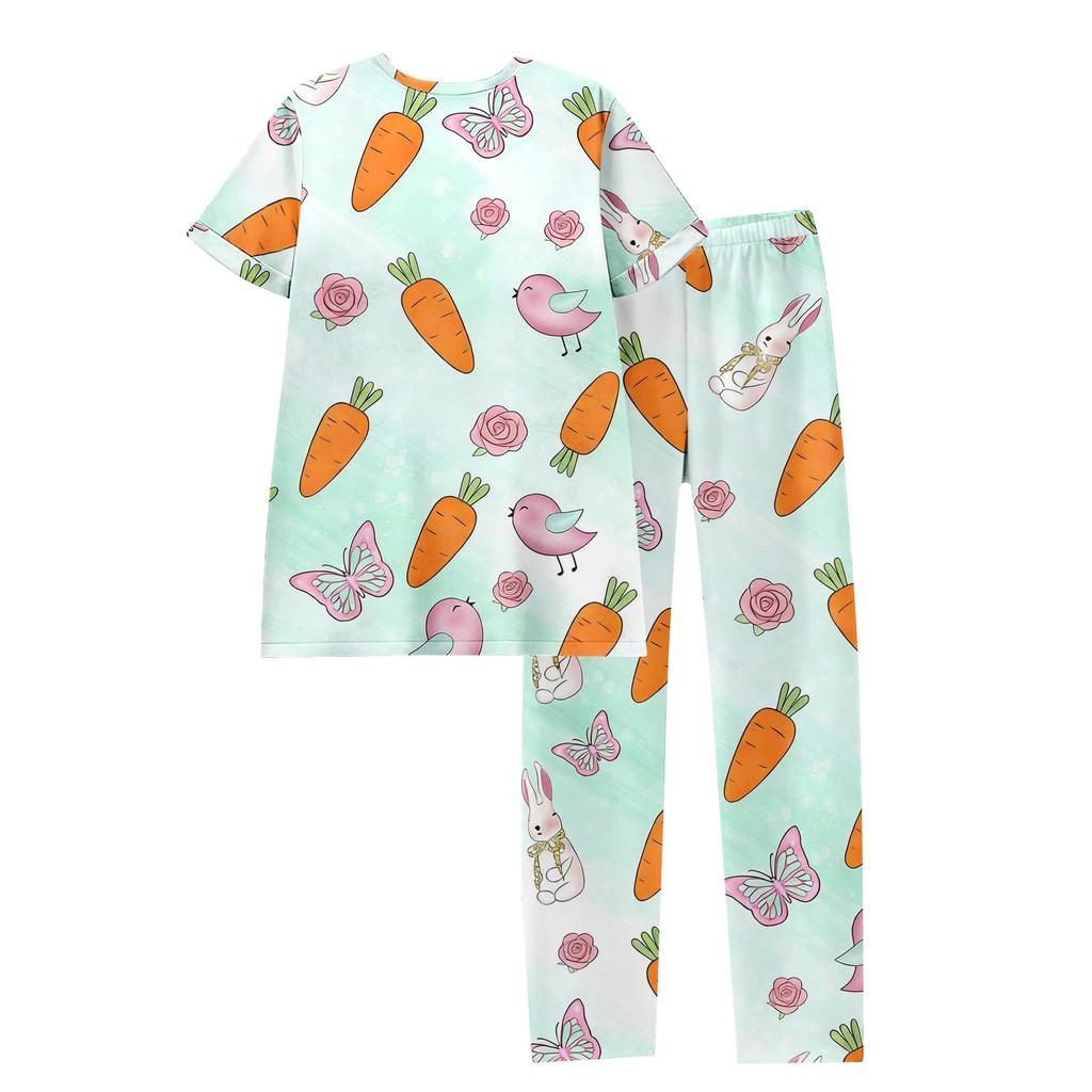 Women's Easter Bunny Print Short Sleeve Pajama Set