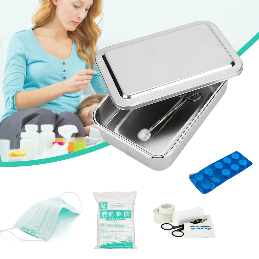 6inch Cleaning Box 304 Stainless Steel Instrument Storage Tray Cleaning Box with Lid