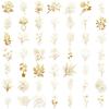 50 Transparent Cartoon Gold Plant Stickers: Waterproof PET for Journals, Guitars, and Notebooks